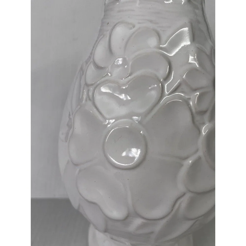 Bay W. Germany Vintage White Floral Ceramic Pitcher 12